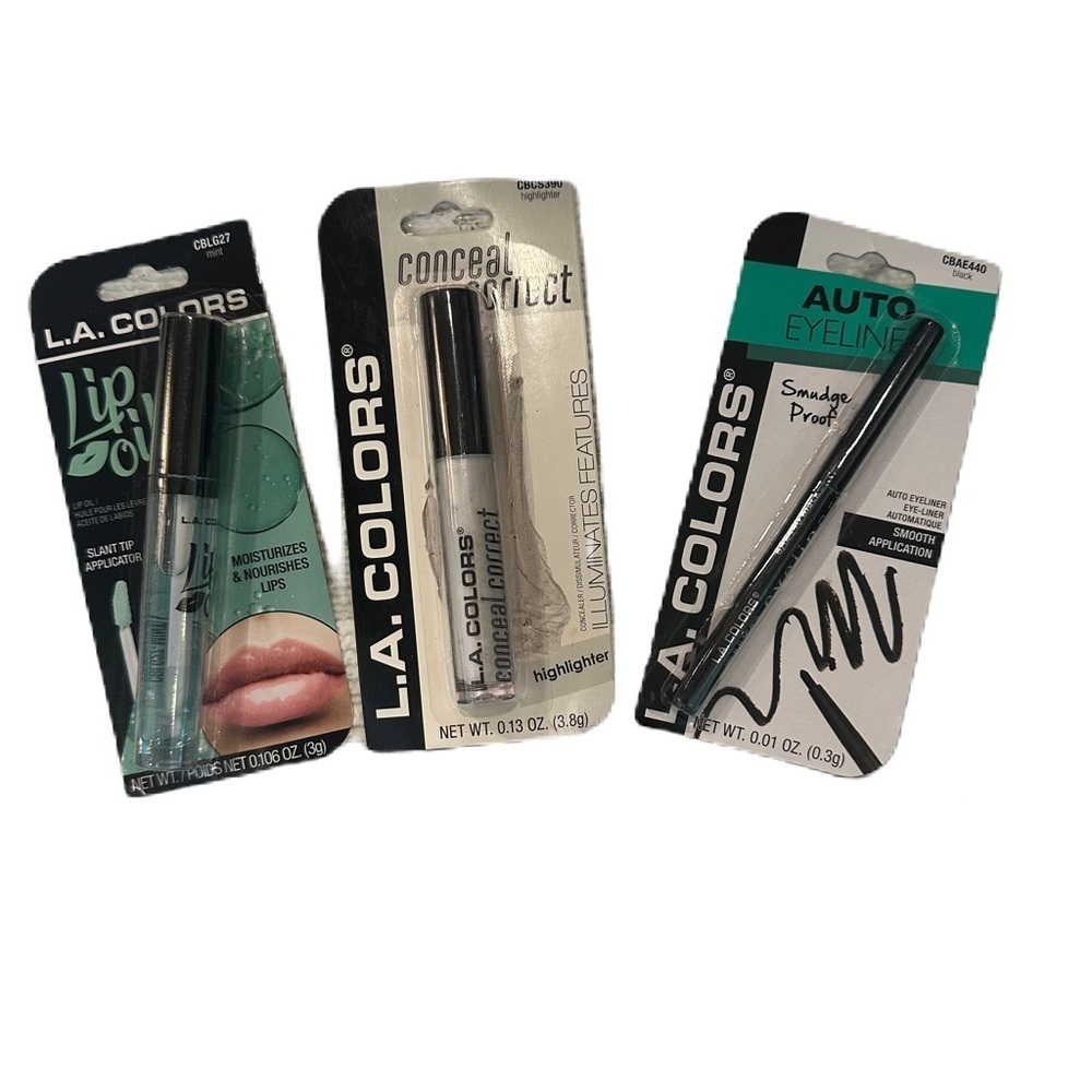 L.A.Colors Make Up Lip Oil‎ Highlighter Eyeliner Bundle Set